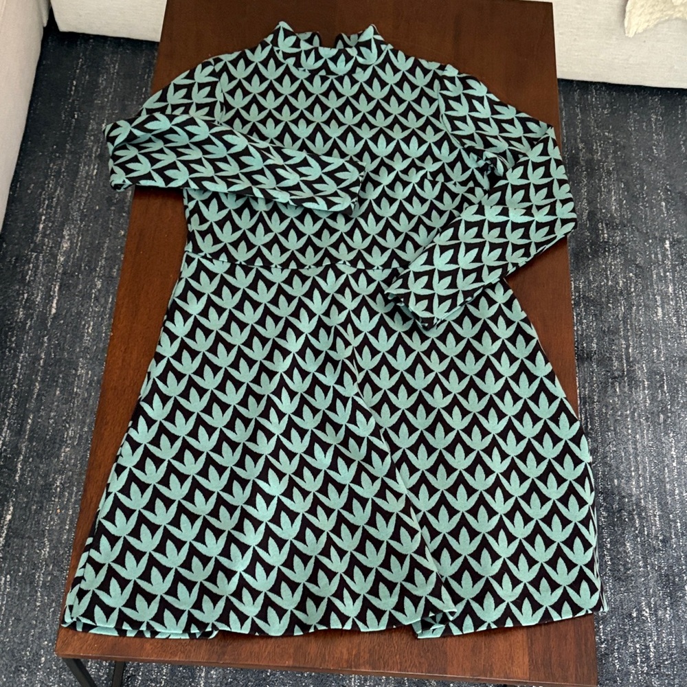 Boden Black and Teal Geometric Dress